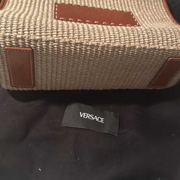 Versace Barocco Athena Woven Raffia tote bag